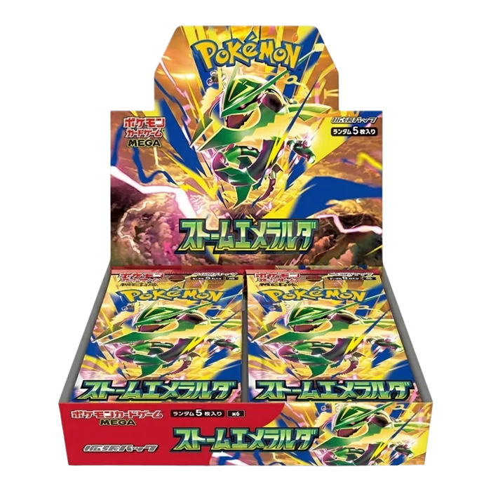 Pokémon Storm Emeralda M6 Japanese Booster Box featuring Mega Rayquaza ex