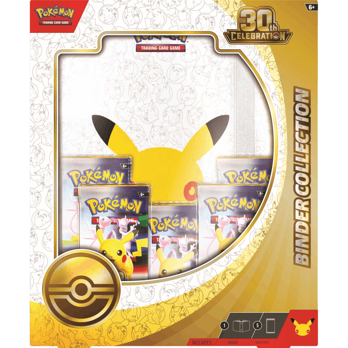 Pokémon TCG 30th Celebration Binder Collection with 9-pocket binder and 5 booster packs